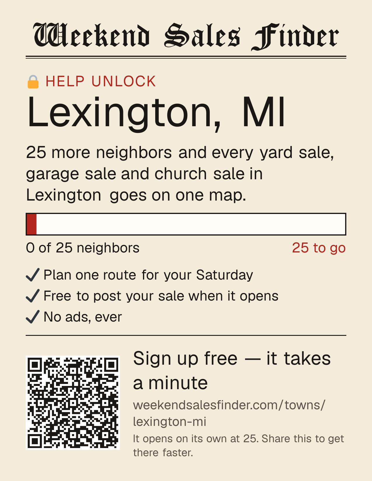 Printable poster for unlocking Lexington