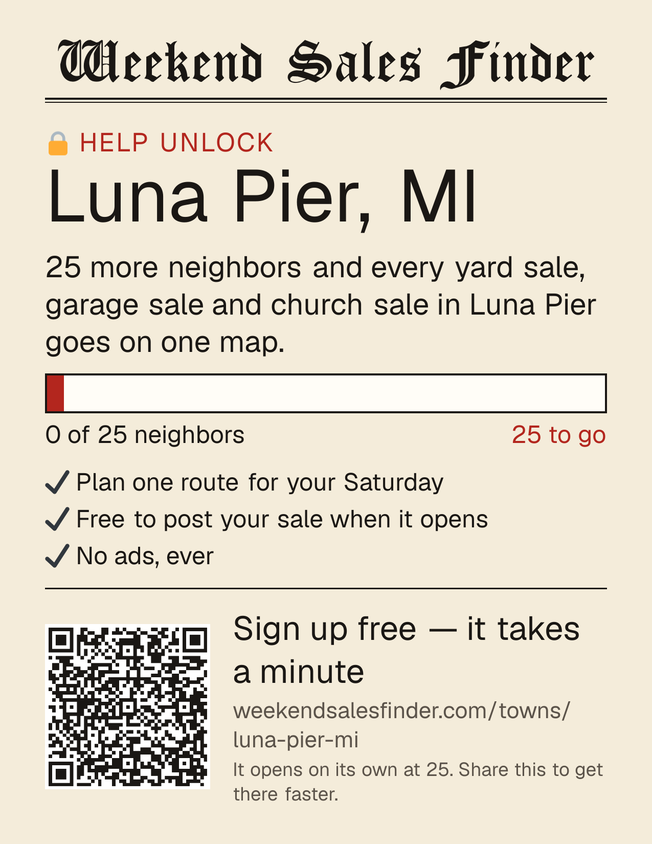 Printable poster for unlocking Luna Pier
