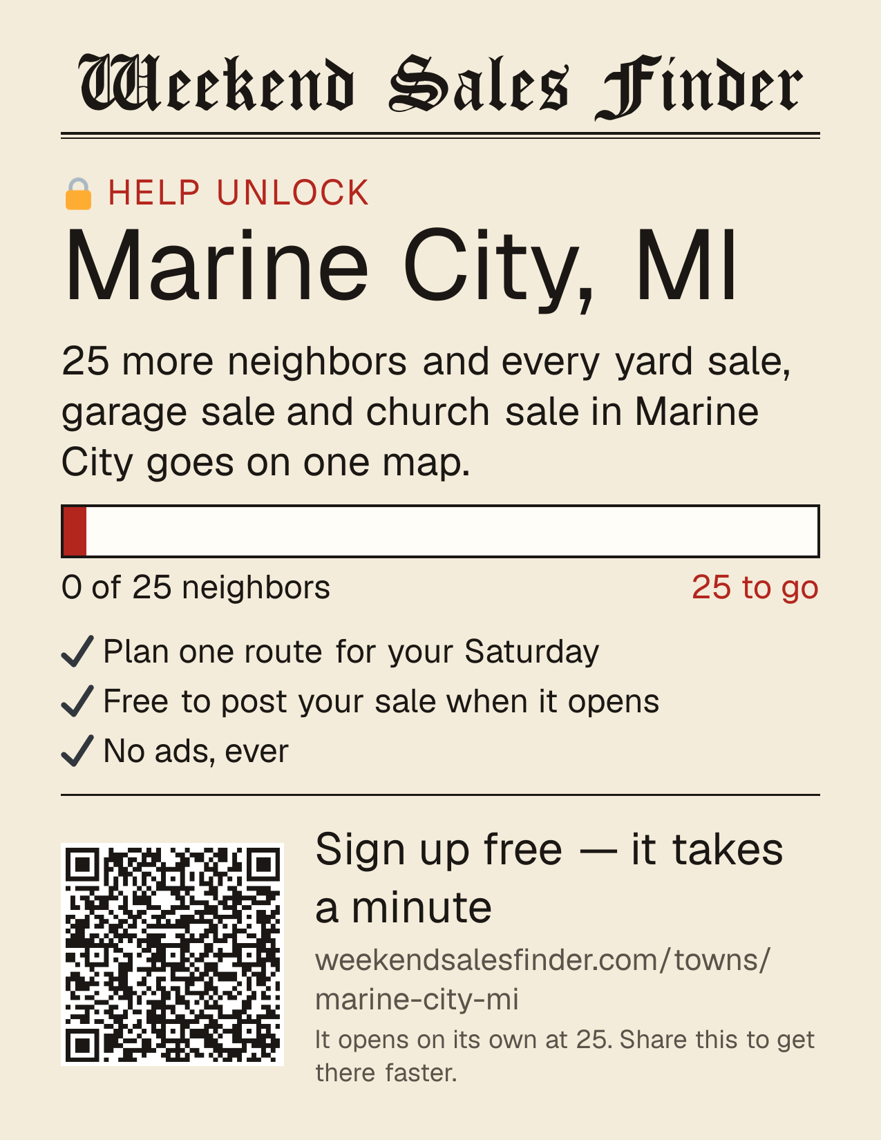 Printable poster for unlocking Marine City