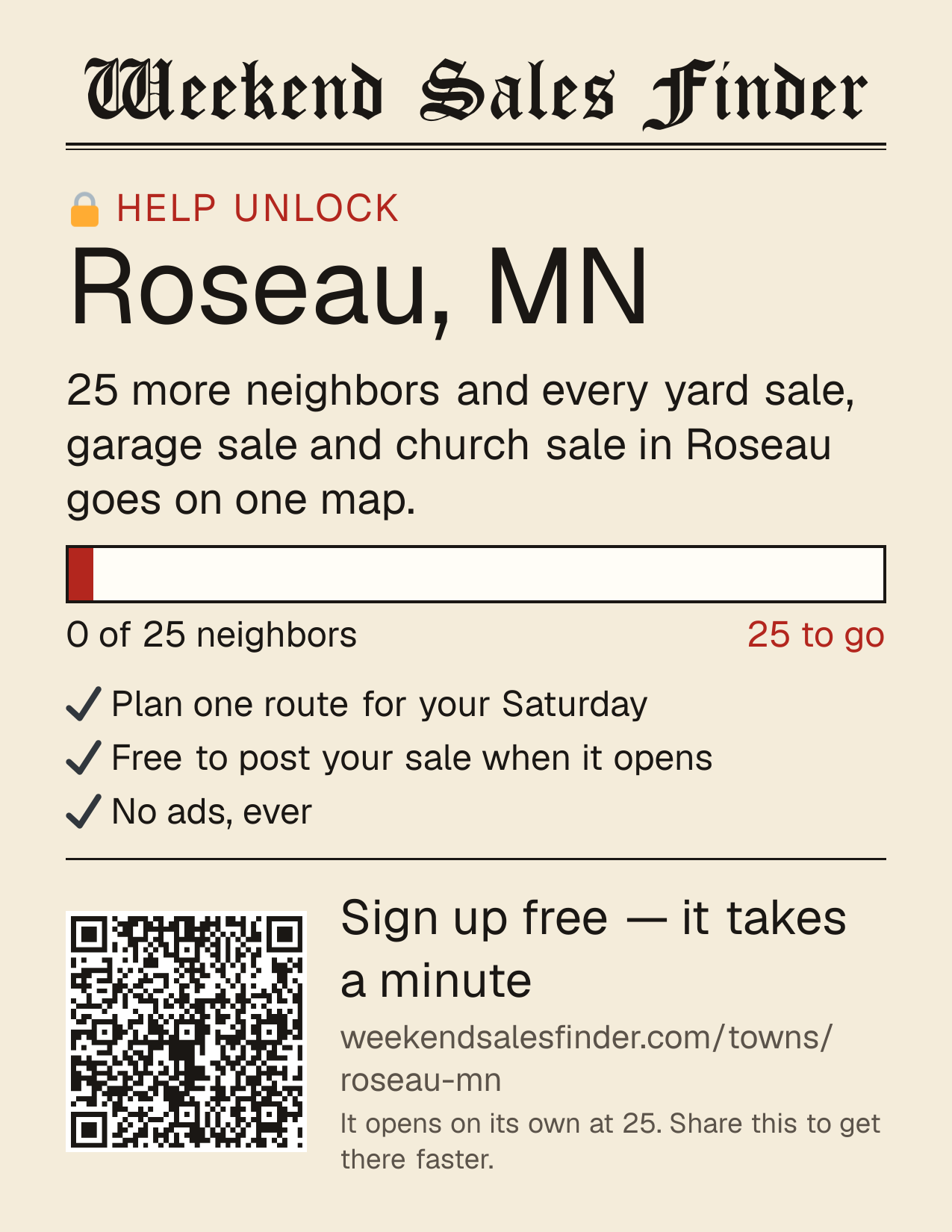 Printable poster for unlocking Roseau