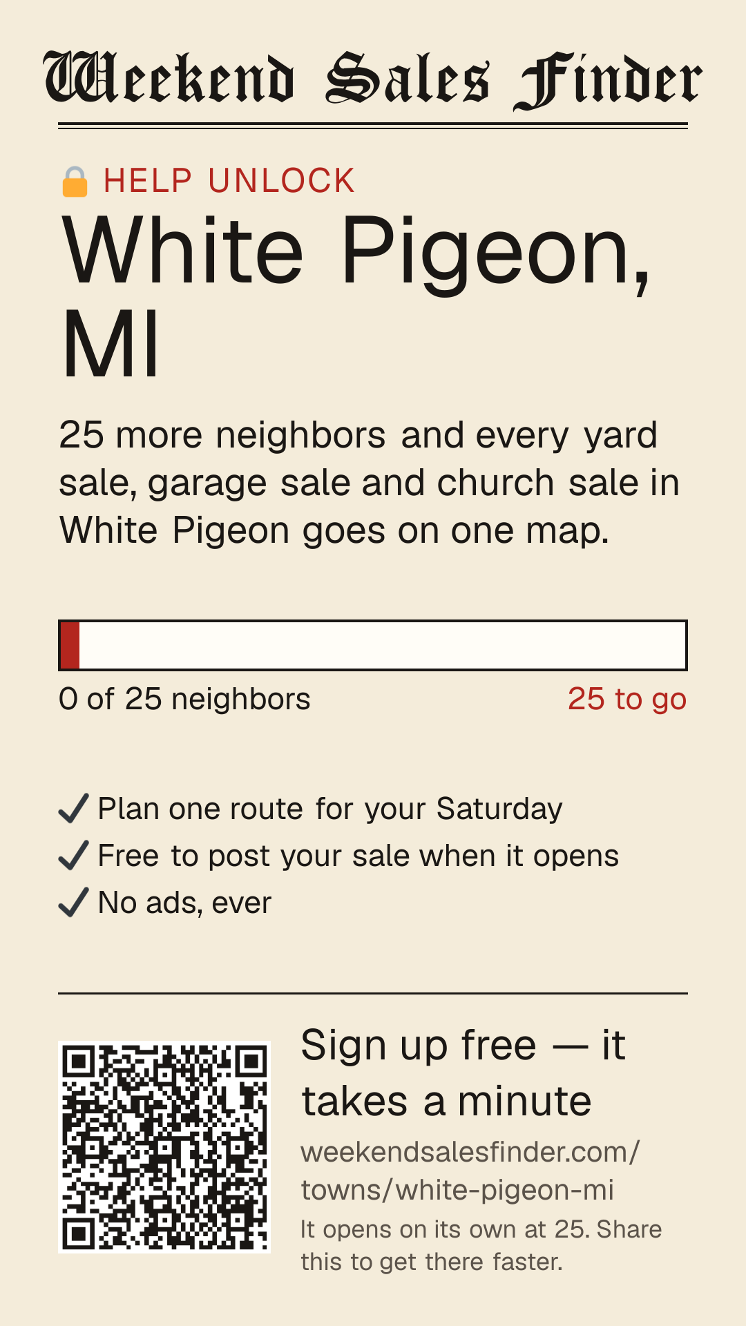 Phone story for unlocking White Pigeon